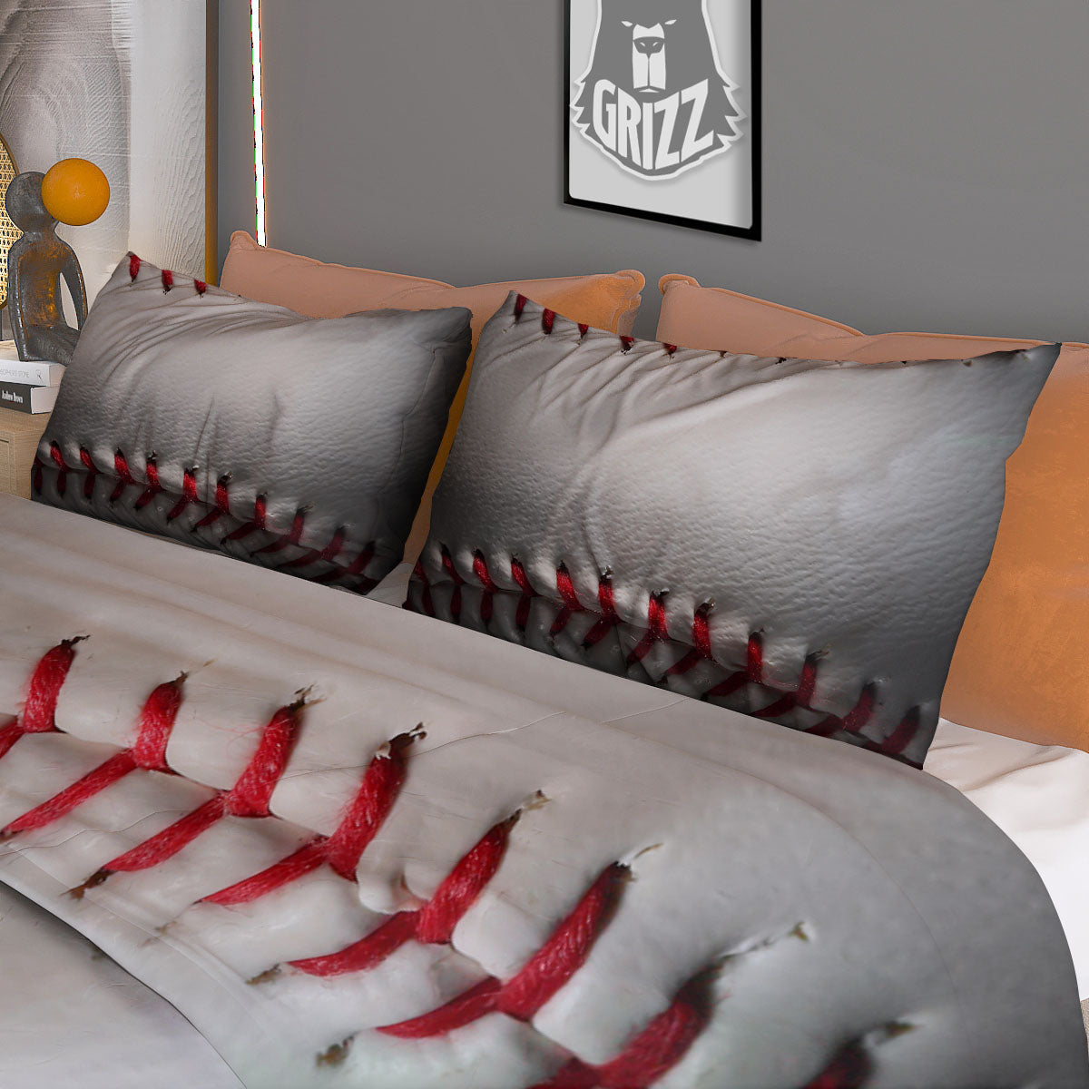 Baseballs Texture Print Duvet Cover Bedding Set