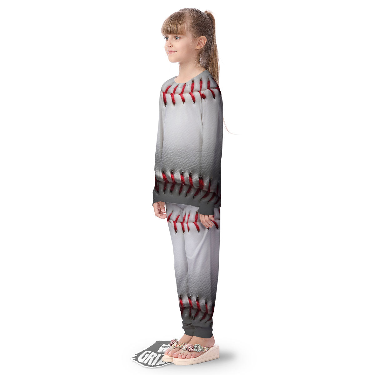 Baseballs Texture Print Kid's Pajamas-grizzshop