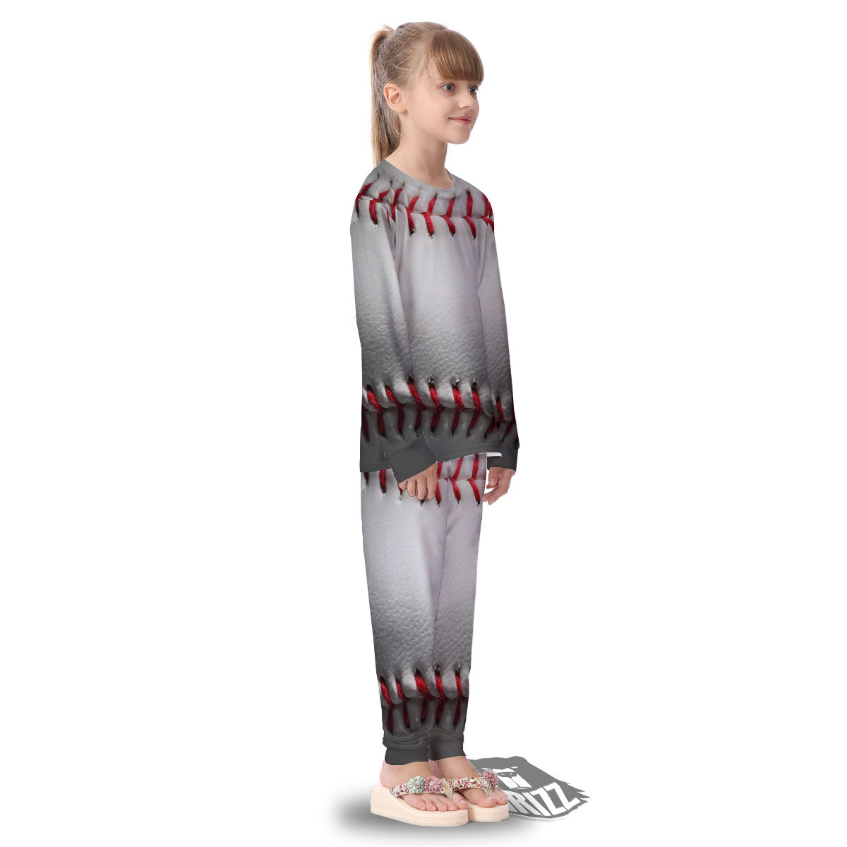Baseballs Texture Print Kid's Pajamas-grizzshop