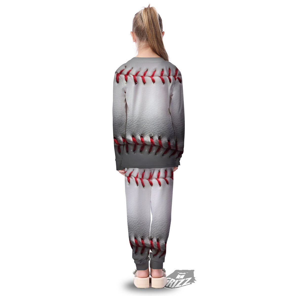 Baseballs Texture Print Kid's Pajamas-grizzshop