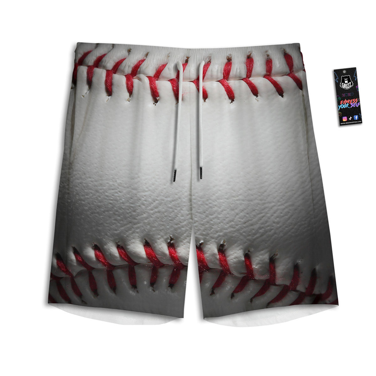 Baseballs Texture Print Men's Athletic Shorts