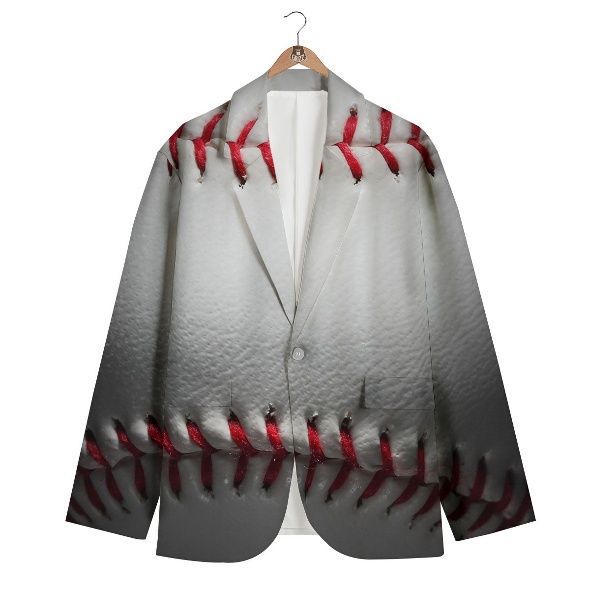 Baseballs Texture Print Men's Blazer-grizzshop