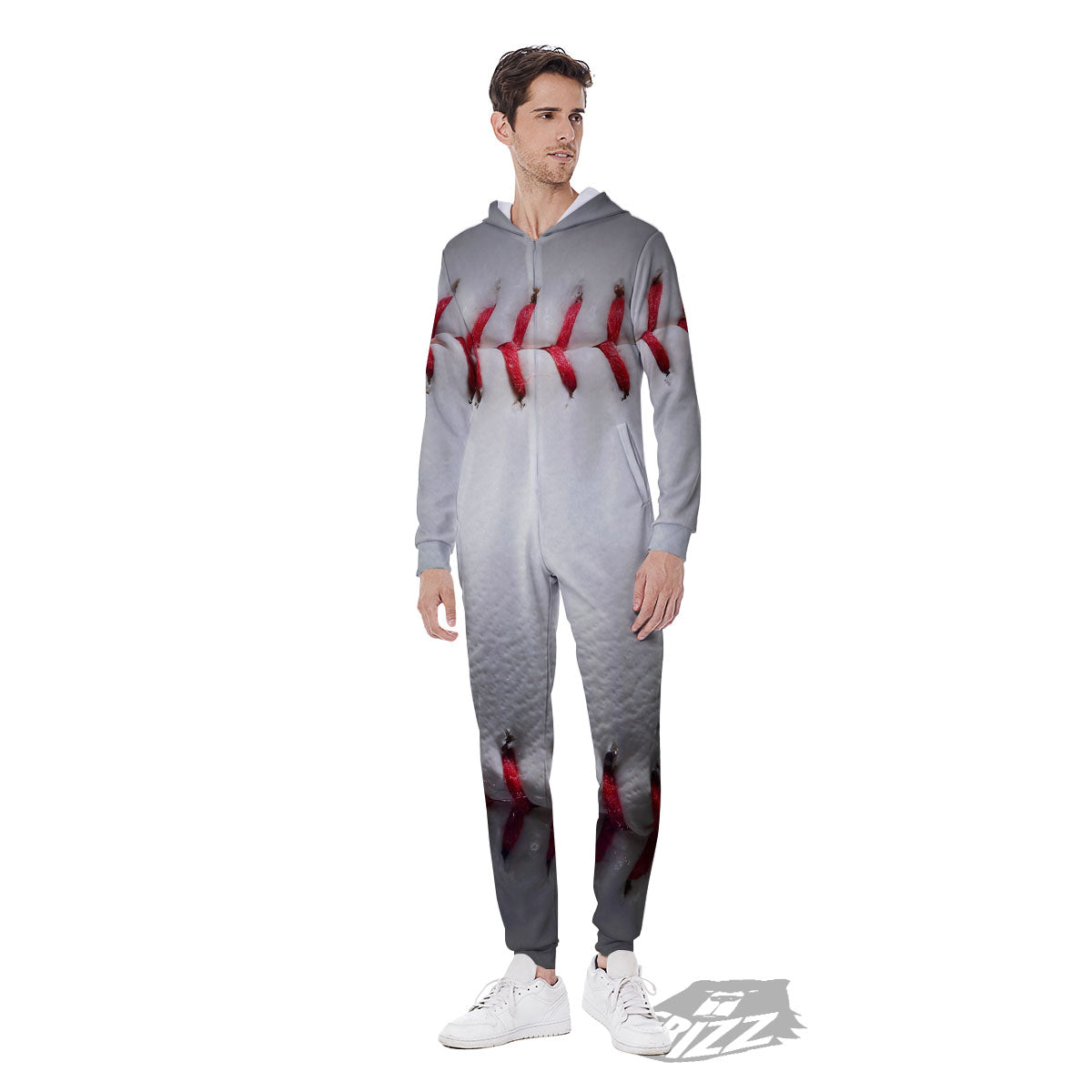 Baseballs Texture Print Men's Jumpsuit-grizzshop