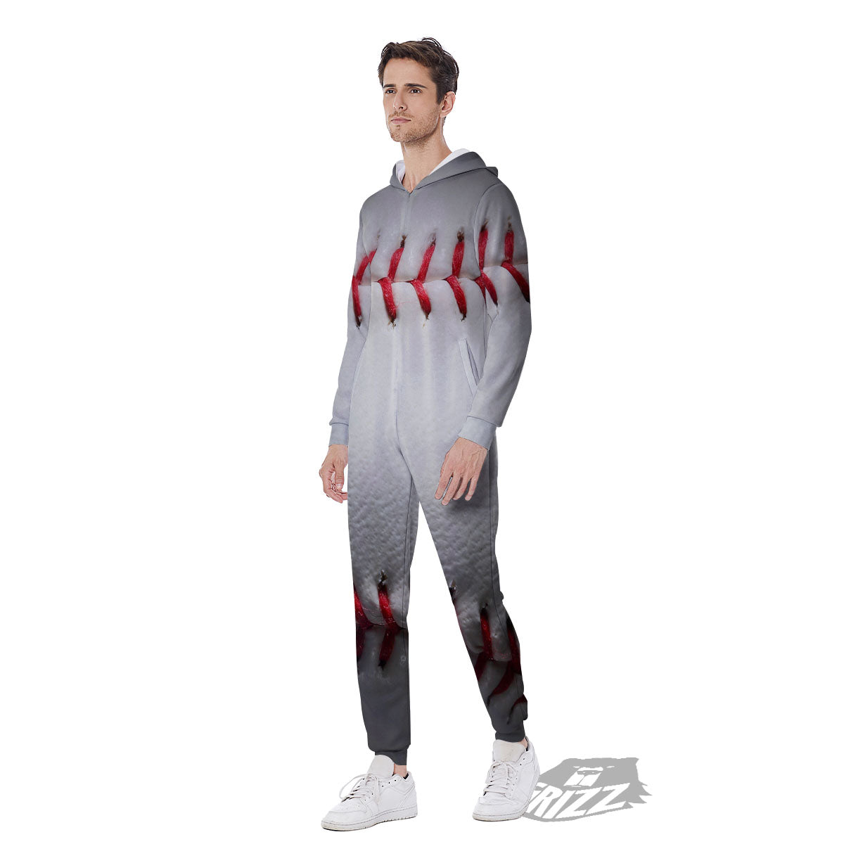 Baseballs Texture Print Men's Jumpsuit-grizzshop