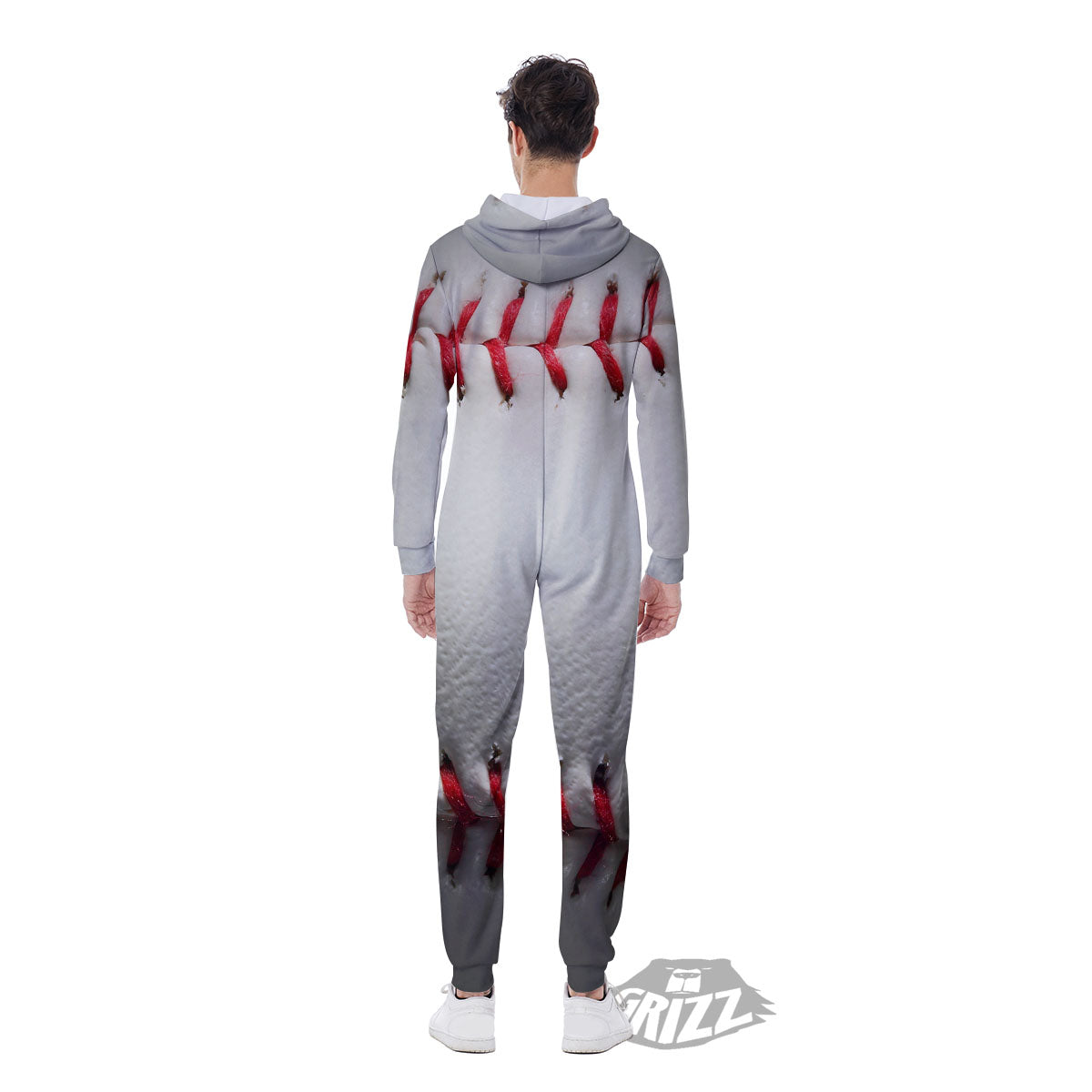 Baseballs Texture Print Men's Jumpsuit-grizzshop