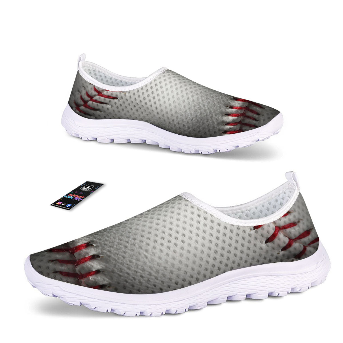 Baseballs Texture Print Nurse Shoes-grizzshop
