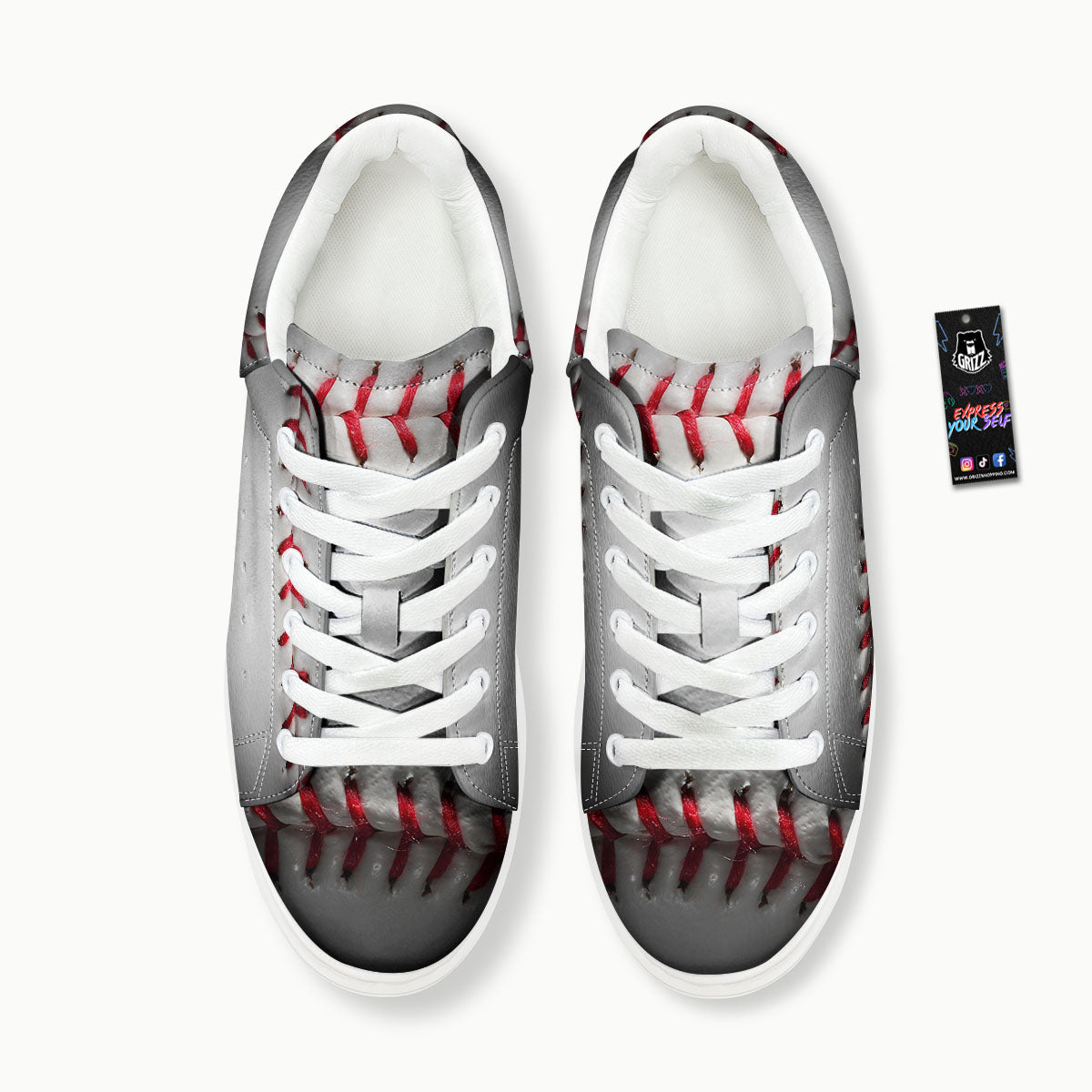 Baseballs Texture Print Platform Shoes-grizzshop