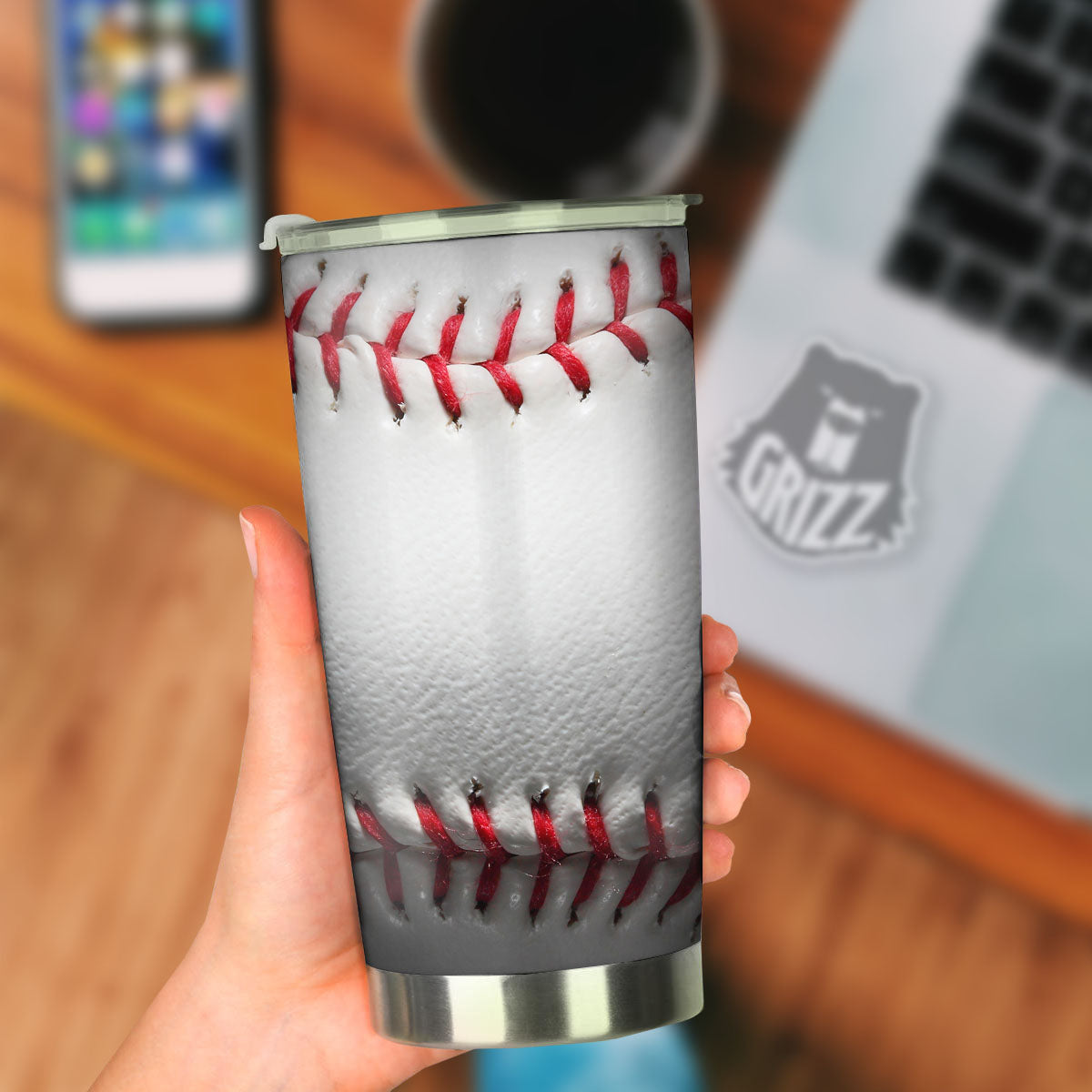 Baseballs Texture Print Tumbler-grizzshop