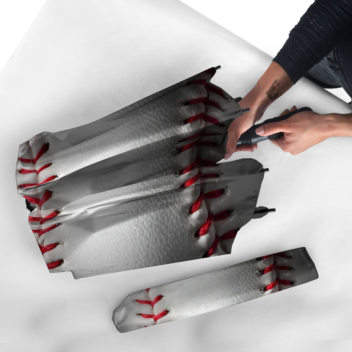 Baseballs Texture Print Umbrella-grizzshop