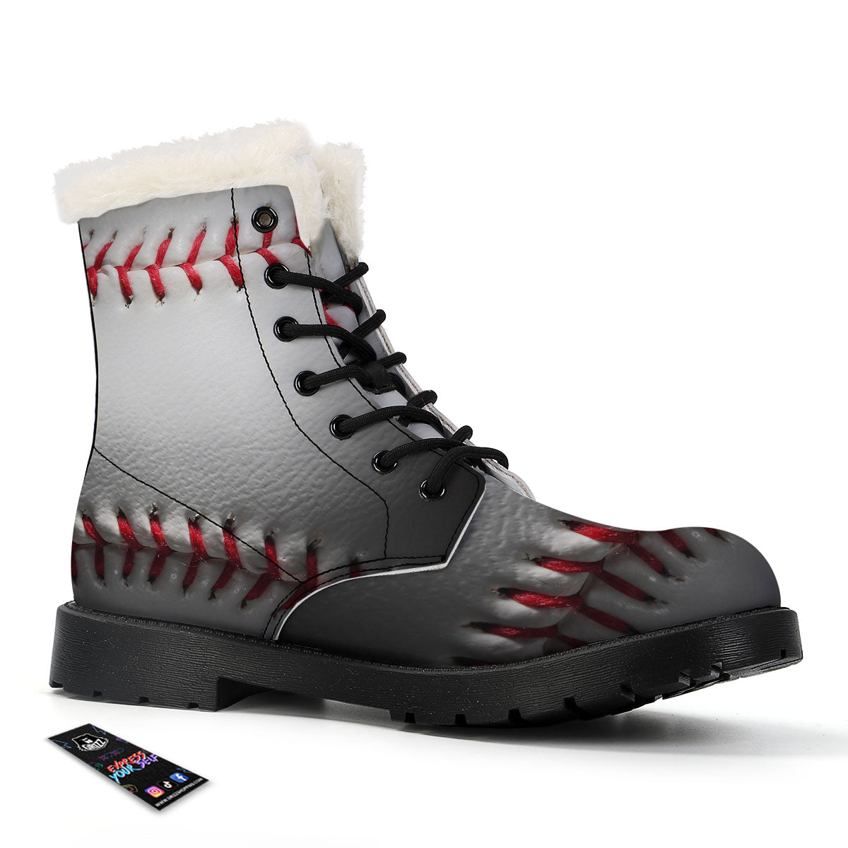 Baseballs Texture Print Winter Boots-grizzshop