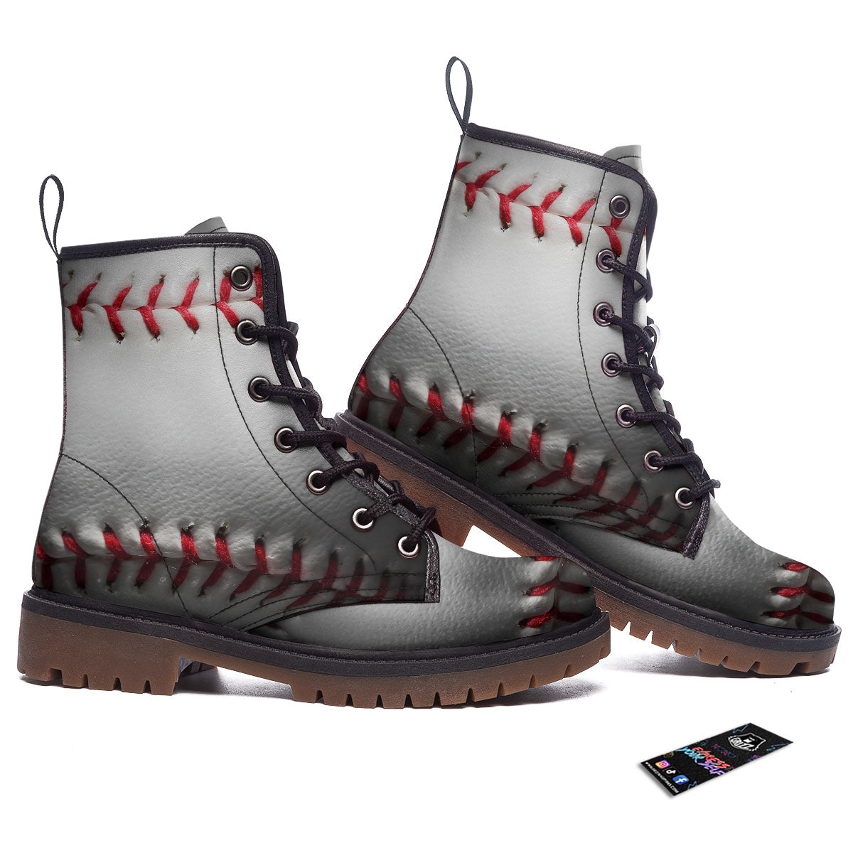 Baseballs Texture Print Work Boots-grizzshop