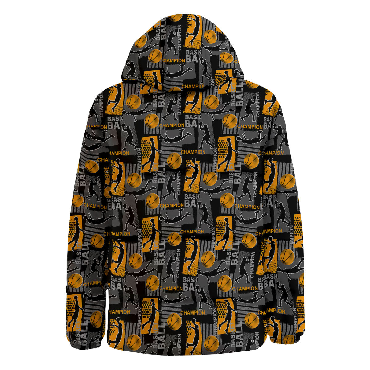 Basketball Black Yellow Print Pattern Down Jacket-grizzshop