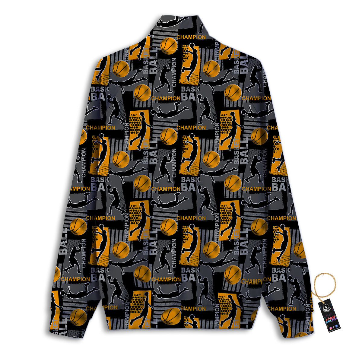 Basketball Black Yellow Print Pattern Track Jacket-grizzshop