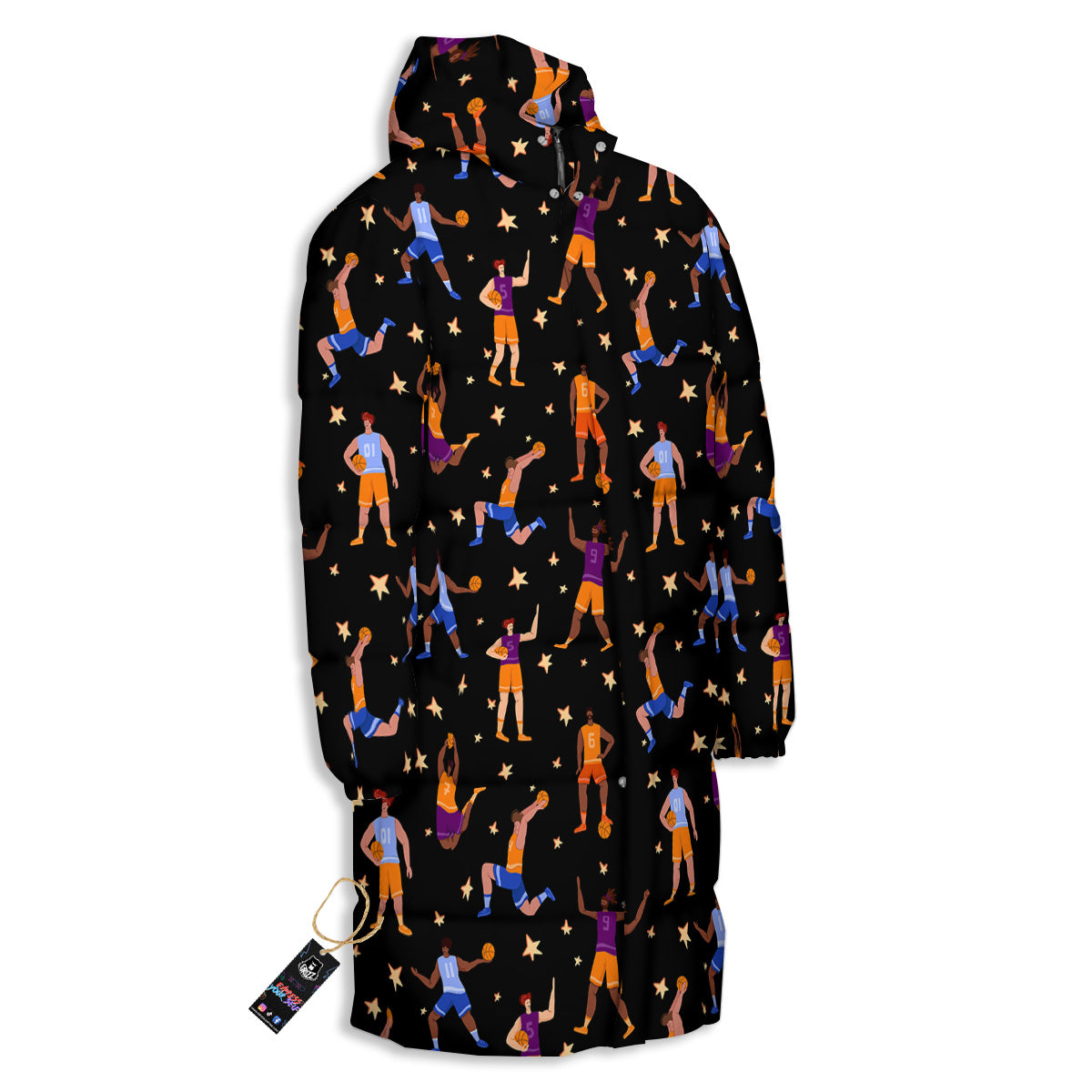 Basketball Players Funny Print Pattern Long Down Jacket-grizzshop