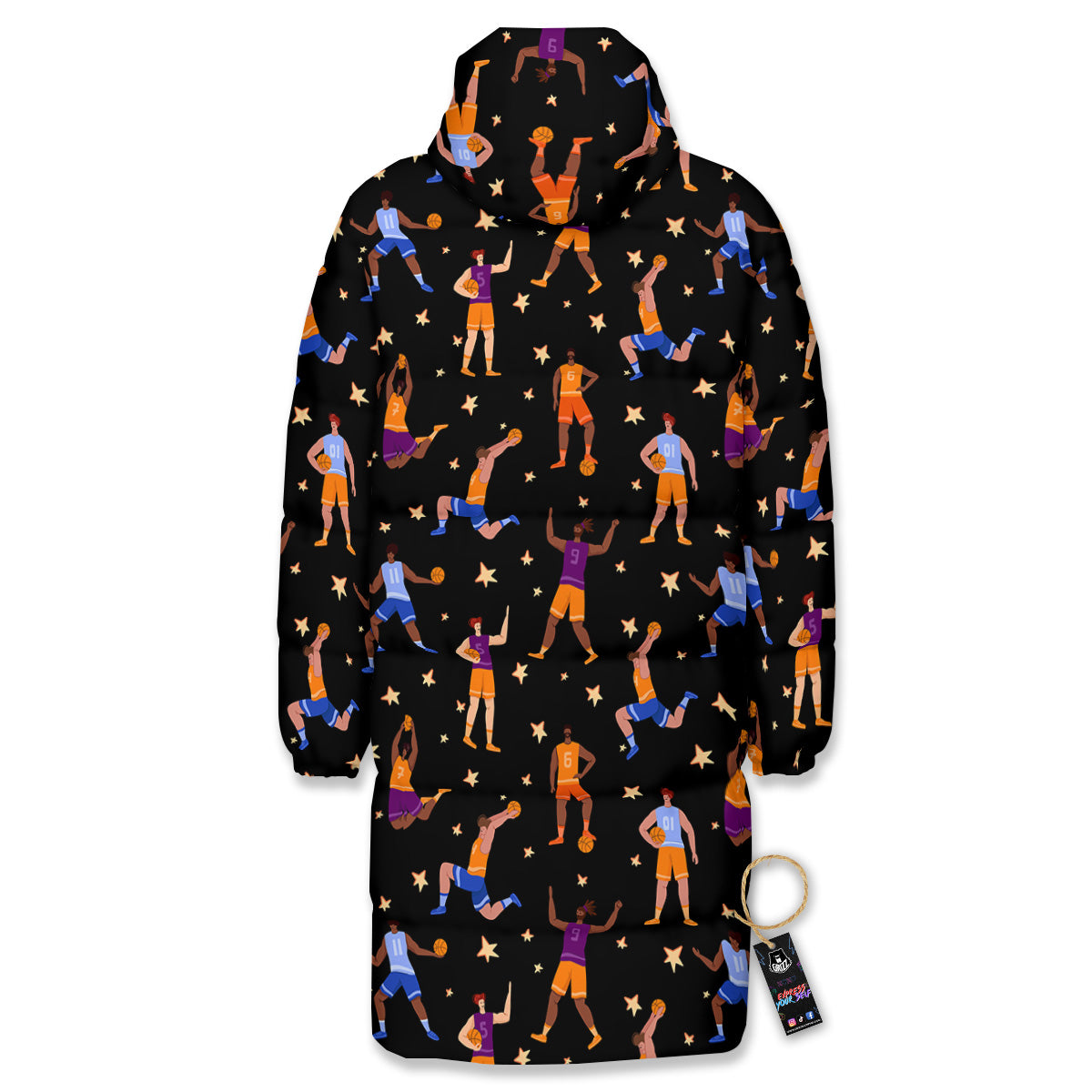 Basketball Players Funny Print Pattern Long Down Jacket-grizzshop