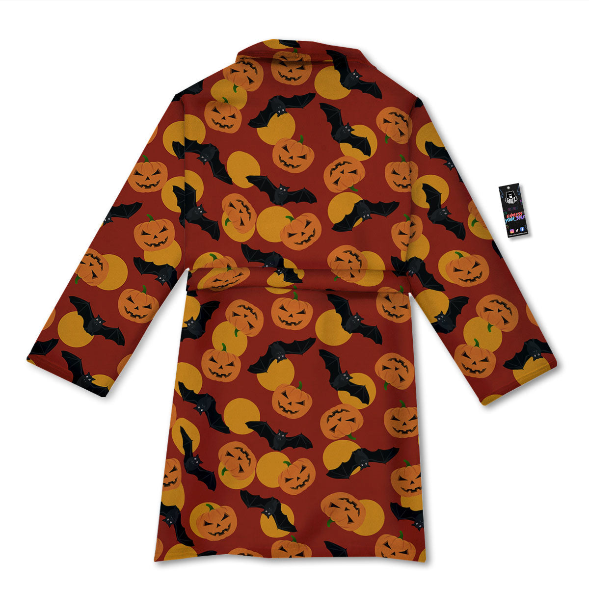 Bat And Pumpkin Halloween Print Pattern Bathrobe-grizzshop