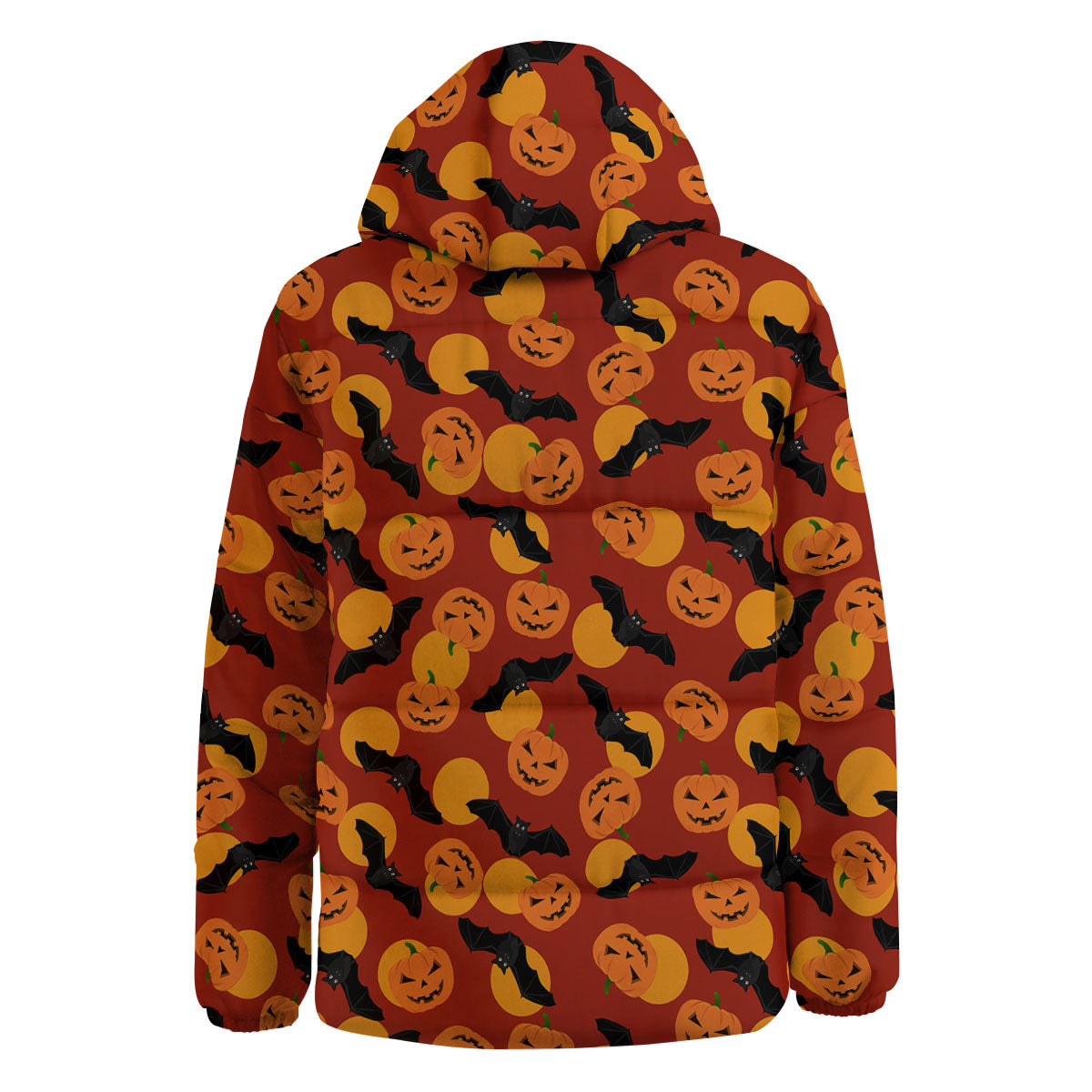 Bat And Pumpkin Halloween Print Pattern Down Jacket-grizzshop