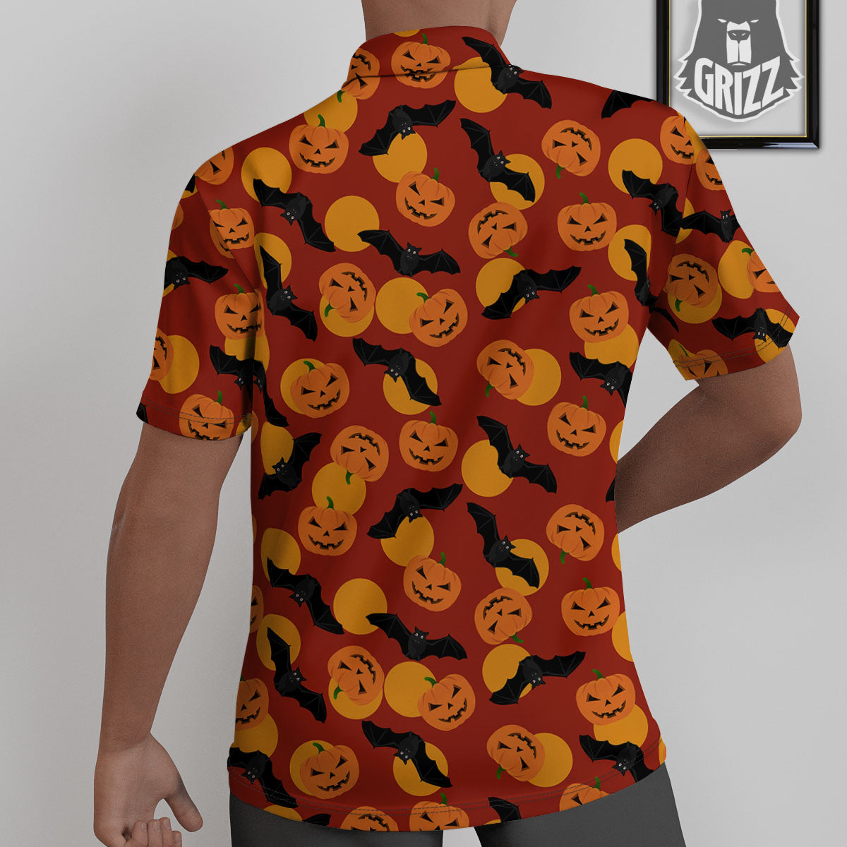 Bat And Pumpkin Halloween Print Pattern Untucked Shirts-grizzshop