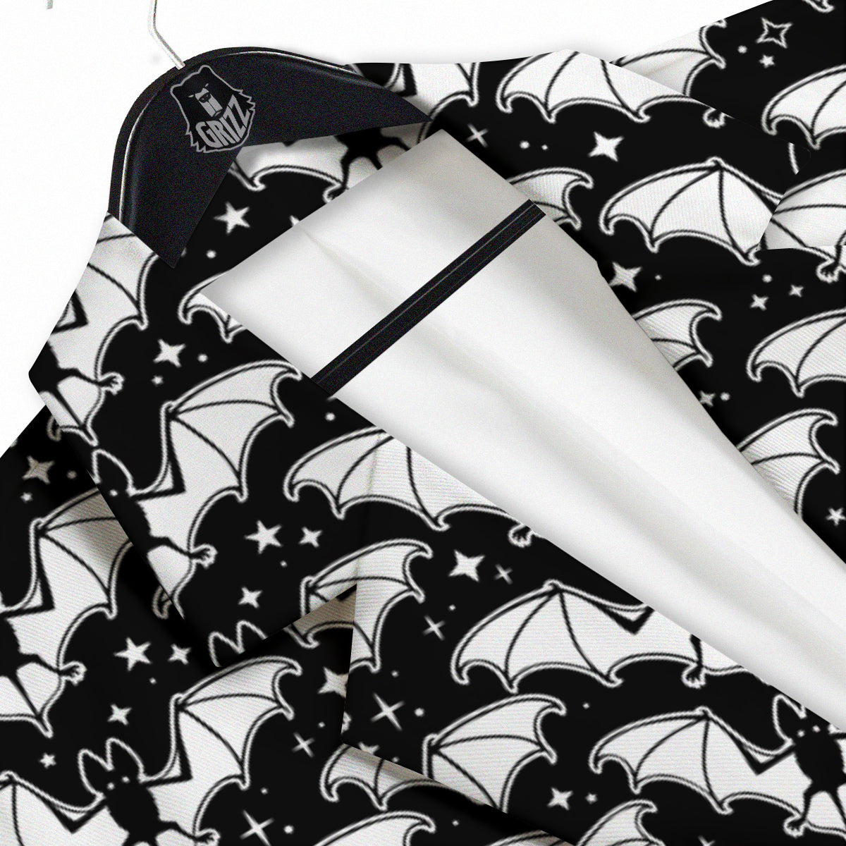 Bat Halloween White And Black Print Pattern Men's Sport Coat-grizzshop