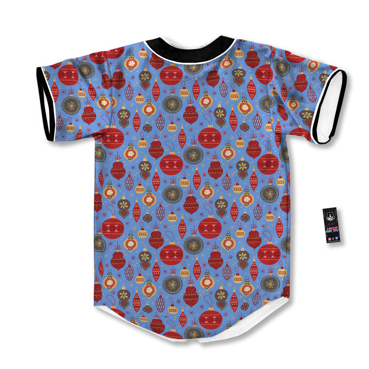 Baubles Christmas Print Pattern Baseball Jersey-grizzshop