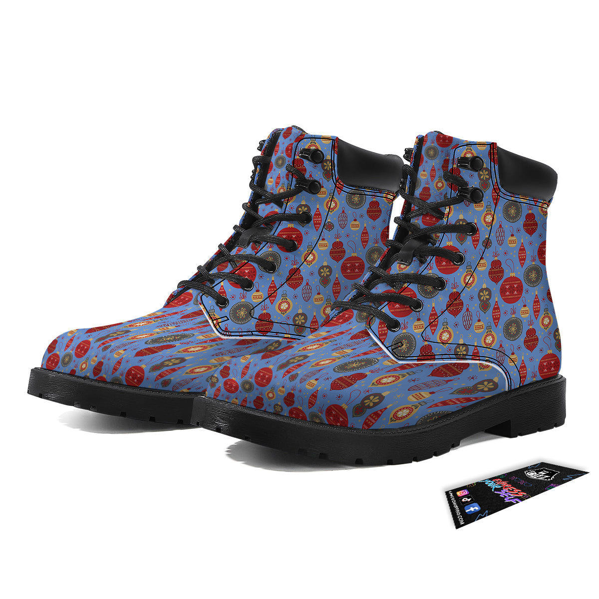 Baubles Christmas Print Pattern Boots-grizzshop
