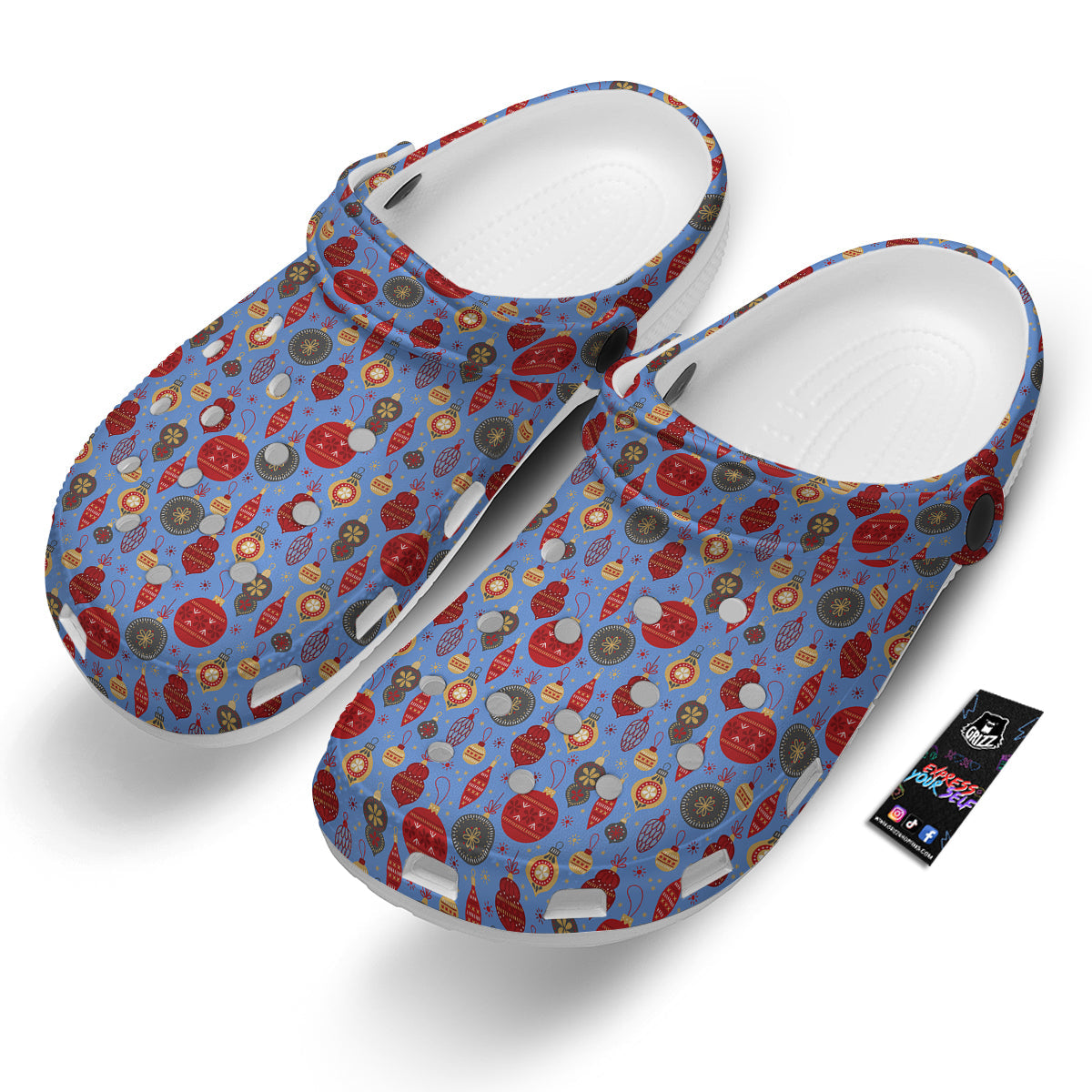 Baubles Christmas Print Pattern Clog-grizzshop