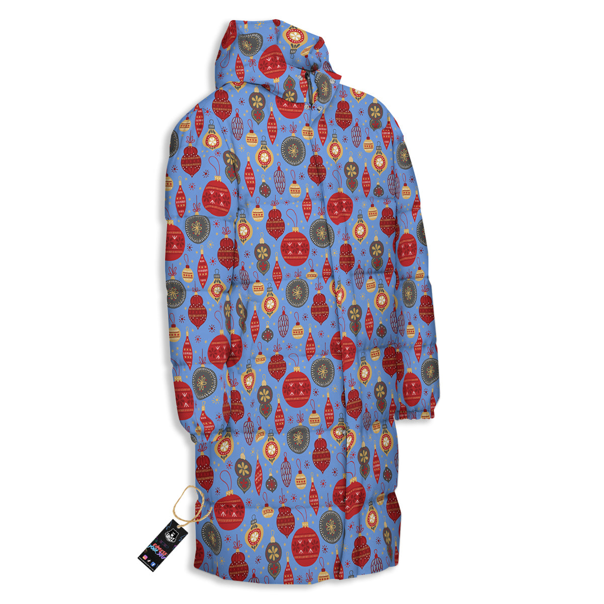 Baubles Christmas Print Pattern Long Down Jacket-grizzshop