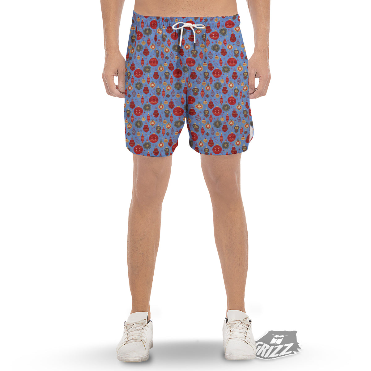 Baubles Christmas Print Pattern Men's Gym Shorts-grizzshop