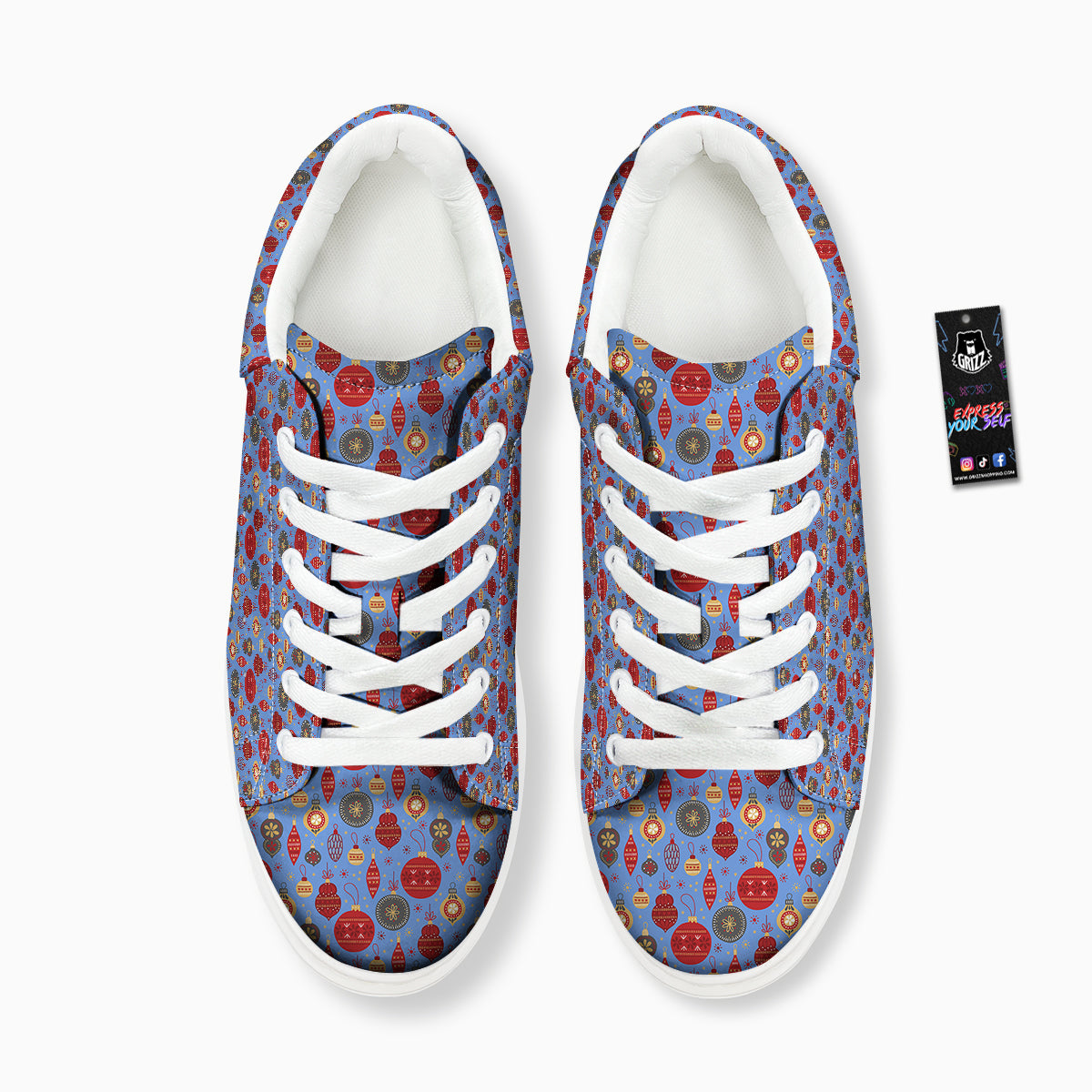 Baubles Christmas Print Pattern Platform Shoes-grizzshop