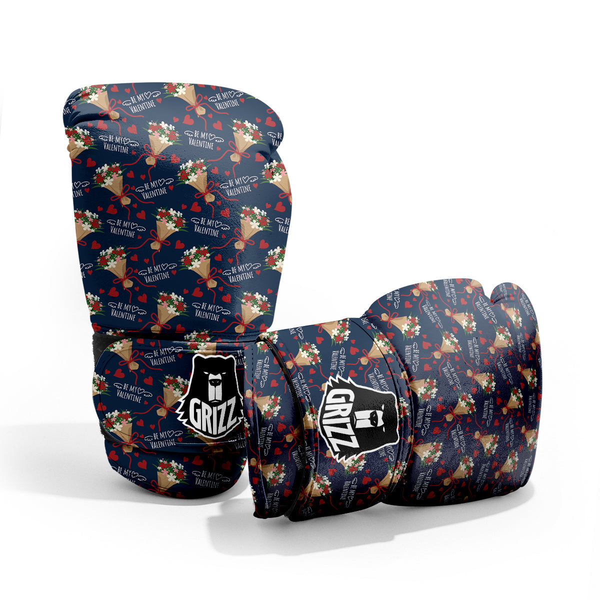 Be My Valentine Floral Print Pattern Pro Boxing Glove