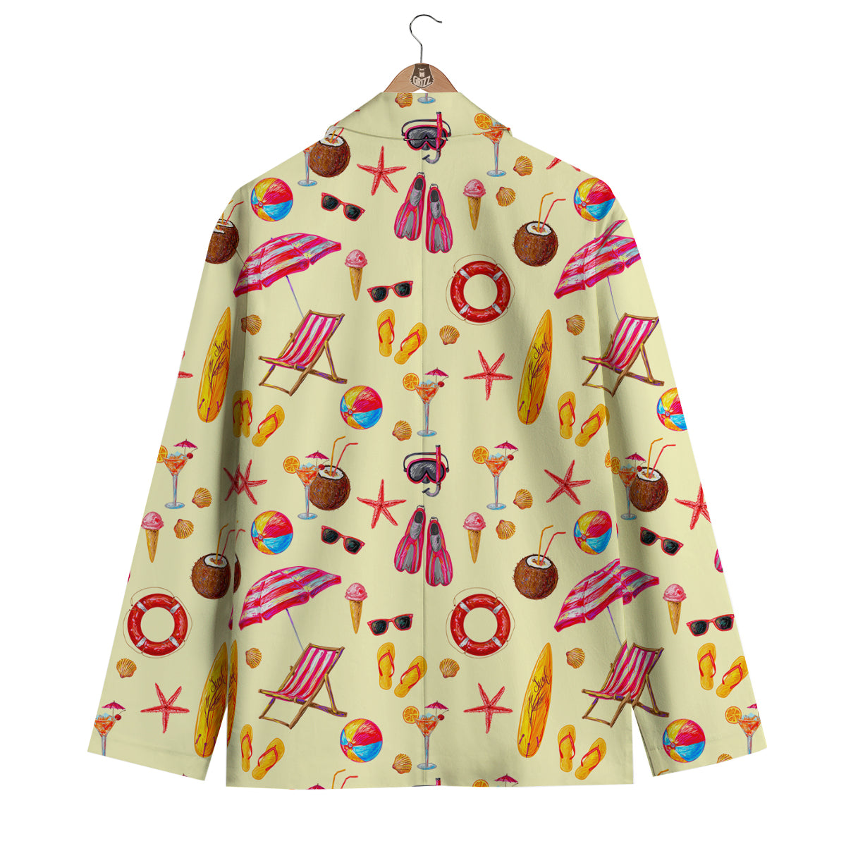 Beach Pattern Print Men's Blazer-grizzshop