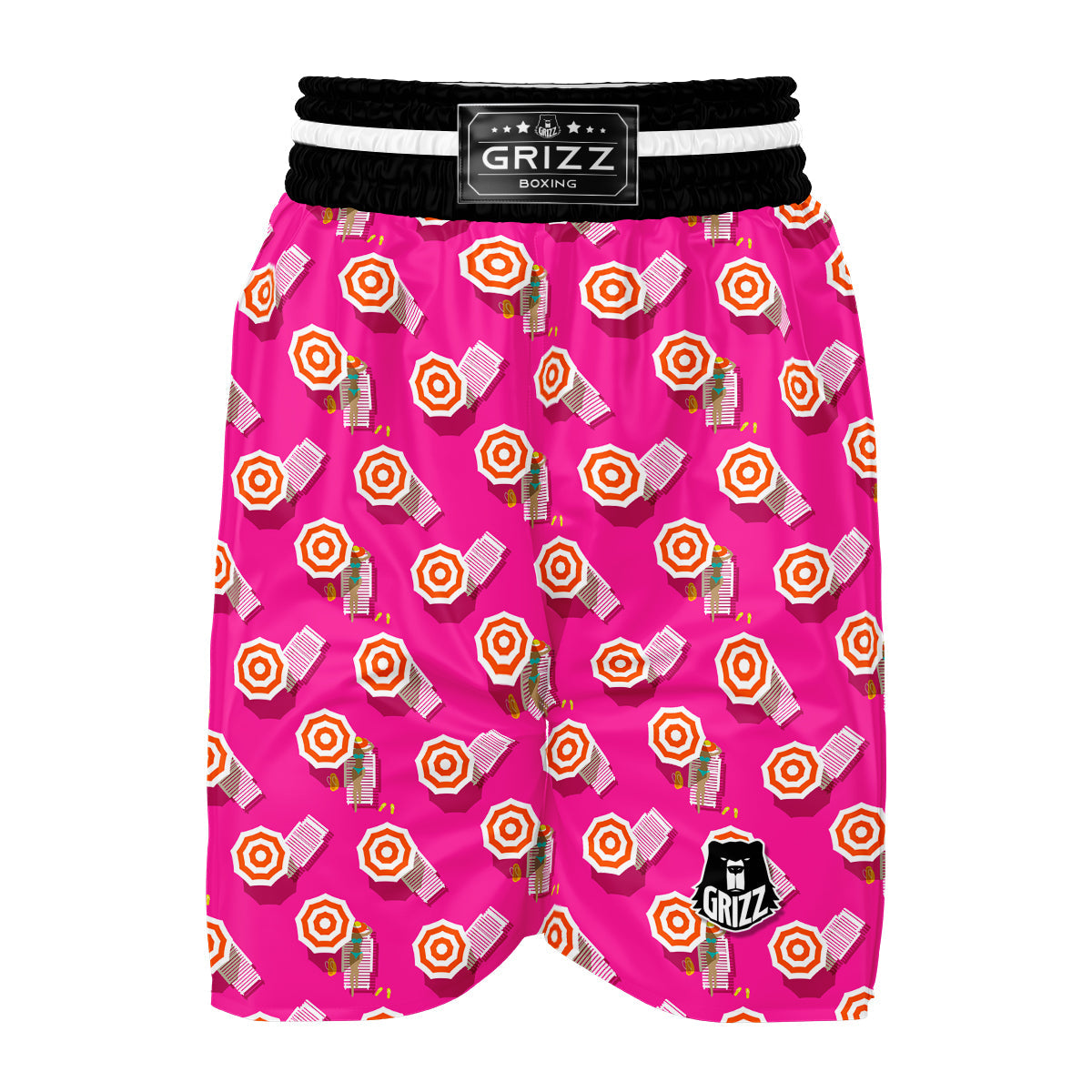 Beach Pink Pattern Print Boxing Shorts-grizzshop