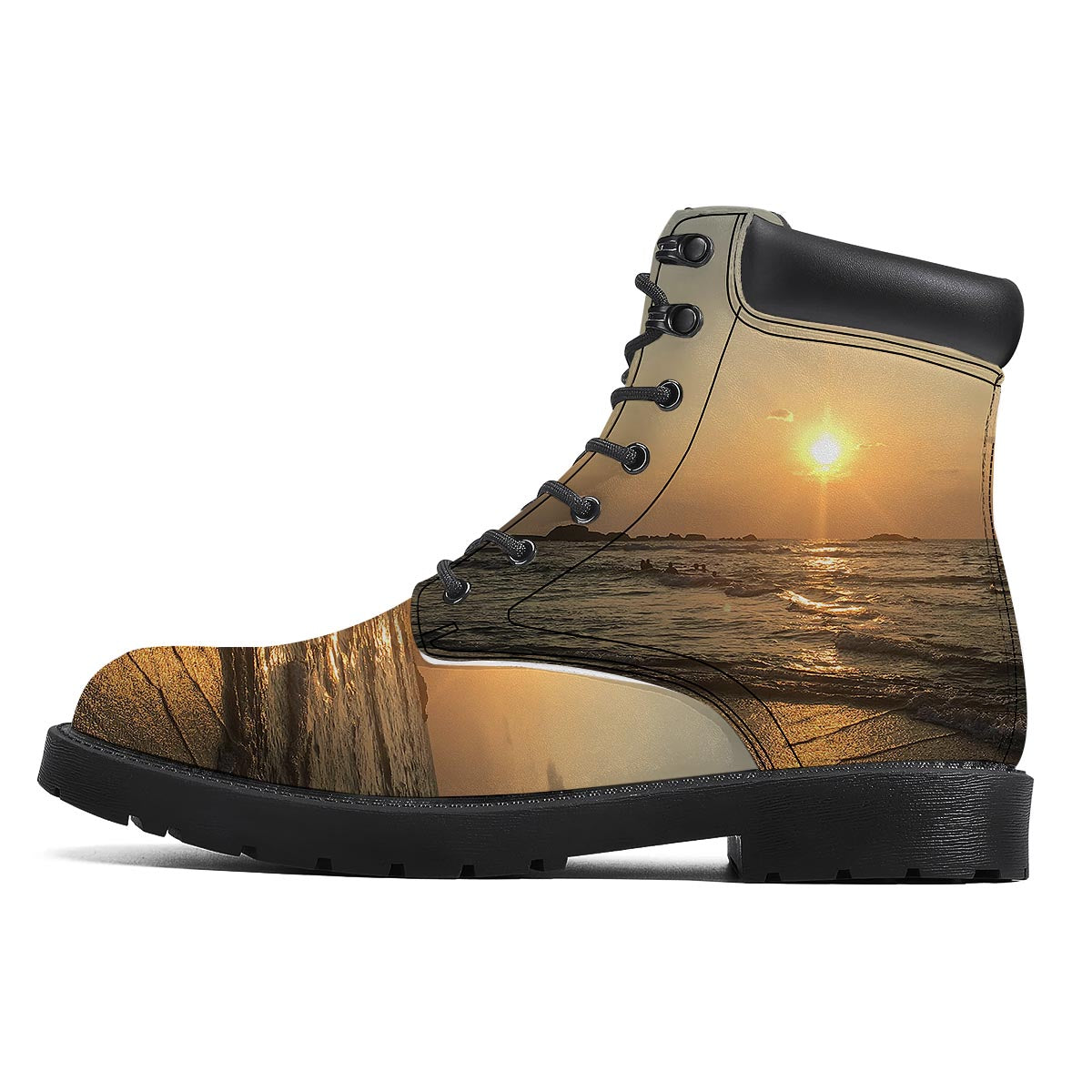 Beach Sunrise Print Boots-grizzshop