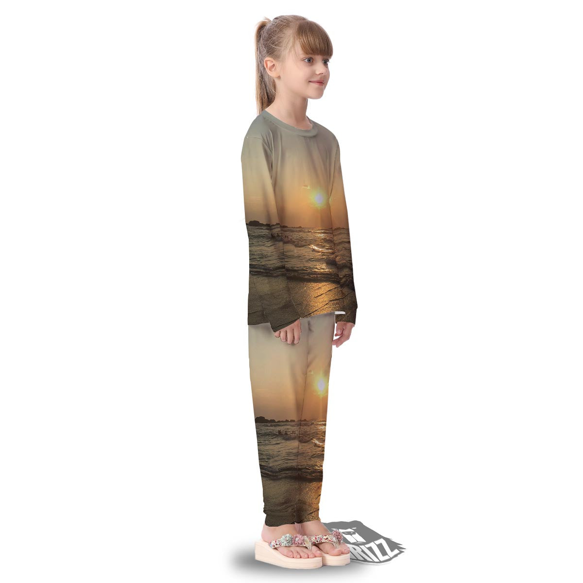 Beach Sunrise Print Kid's Pajamas-grizzshop