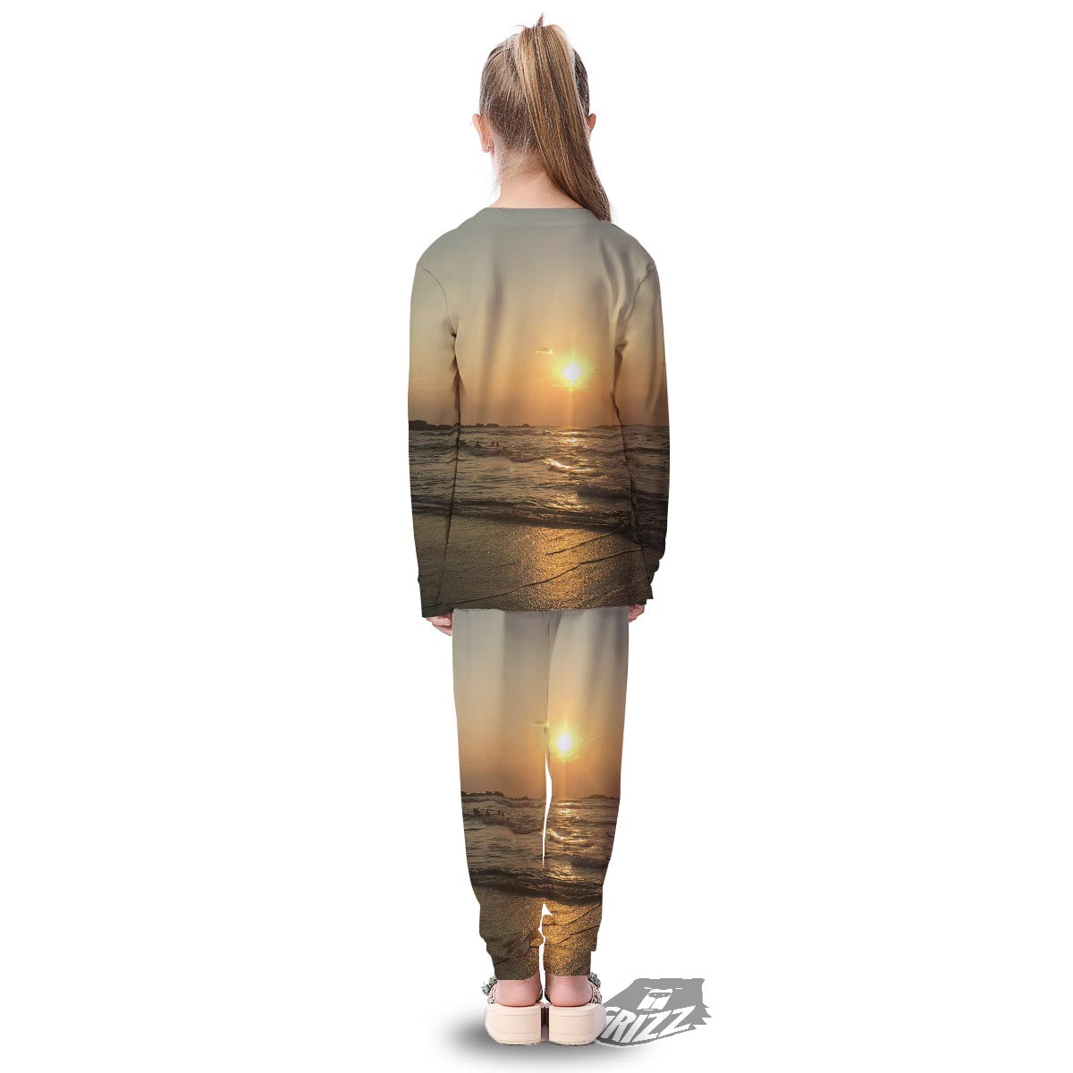 Beach Sunrise Print Kid's Pajamas-grizzshop