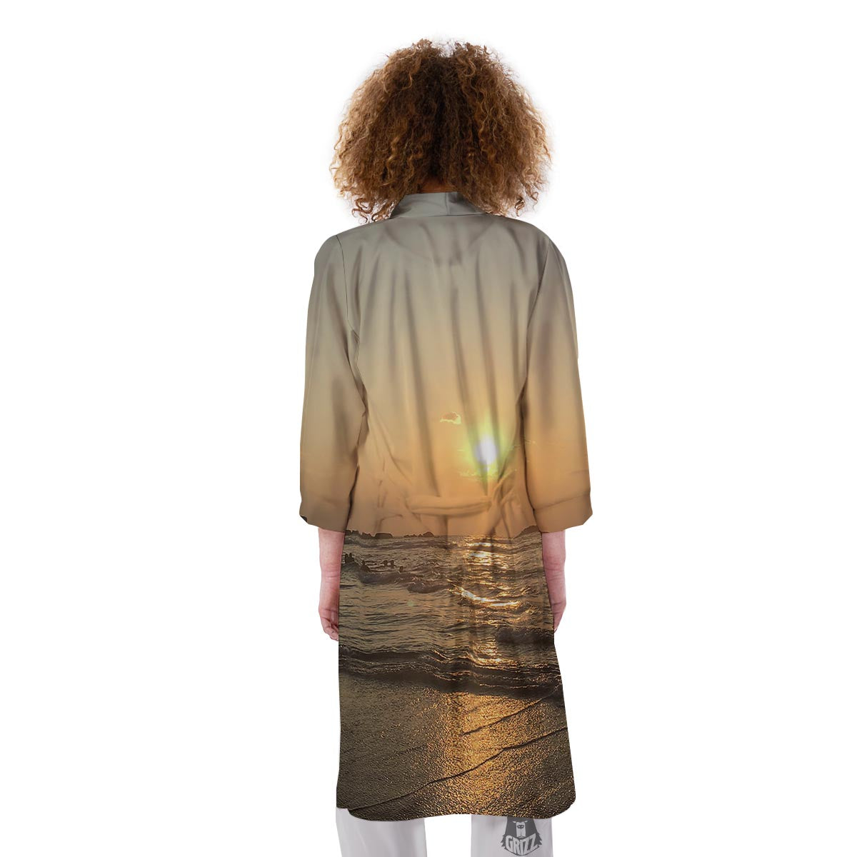 Beach Sunrise Print Kimono-grizzshop