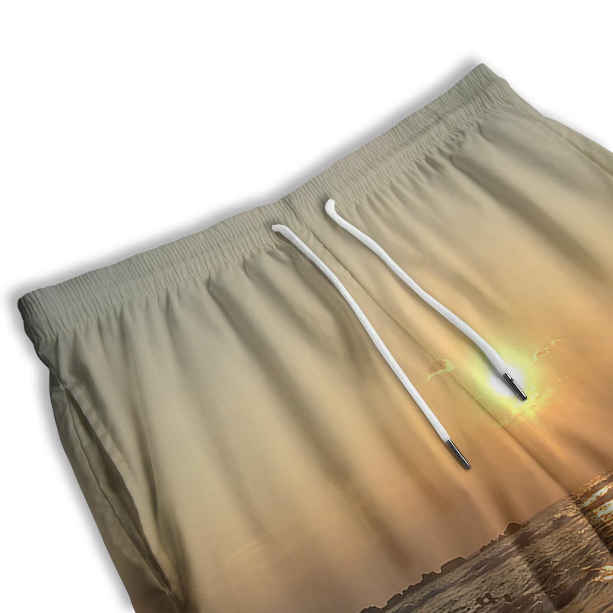 Beach Sunrise Print Men's Athletic Shorts