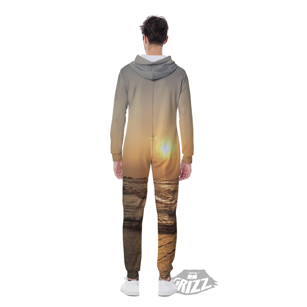 Beach Sunrise Print Men's Jumpsuit-grizzshop