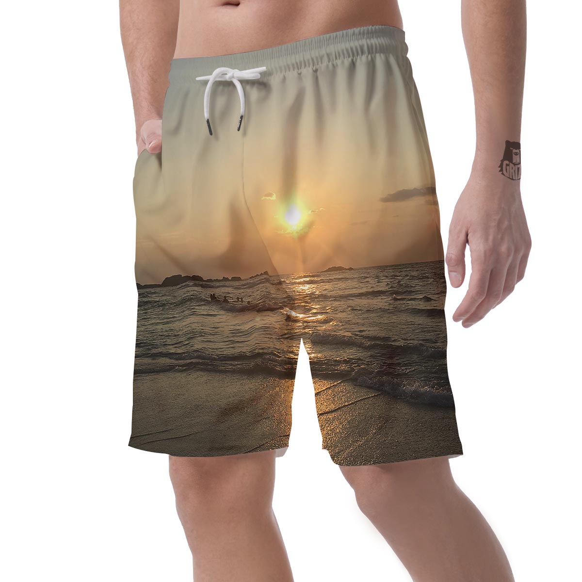 Beach Sunrise Print Men's Shorts-grizzshop