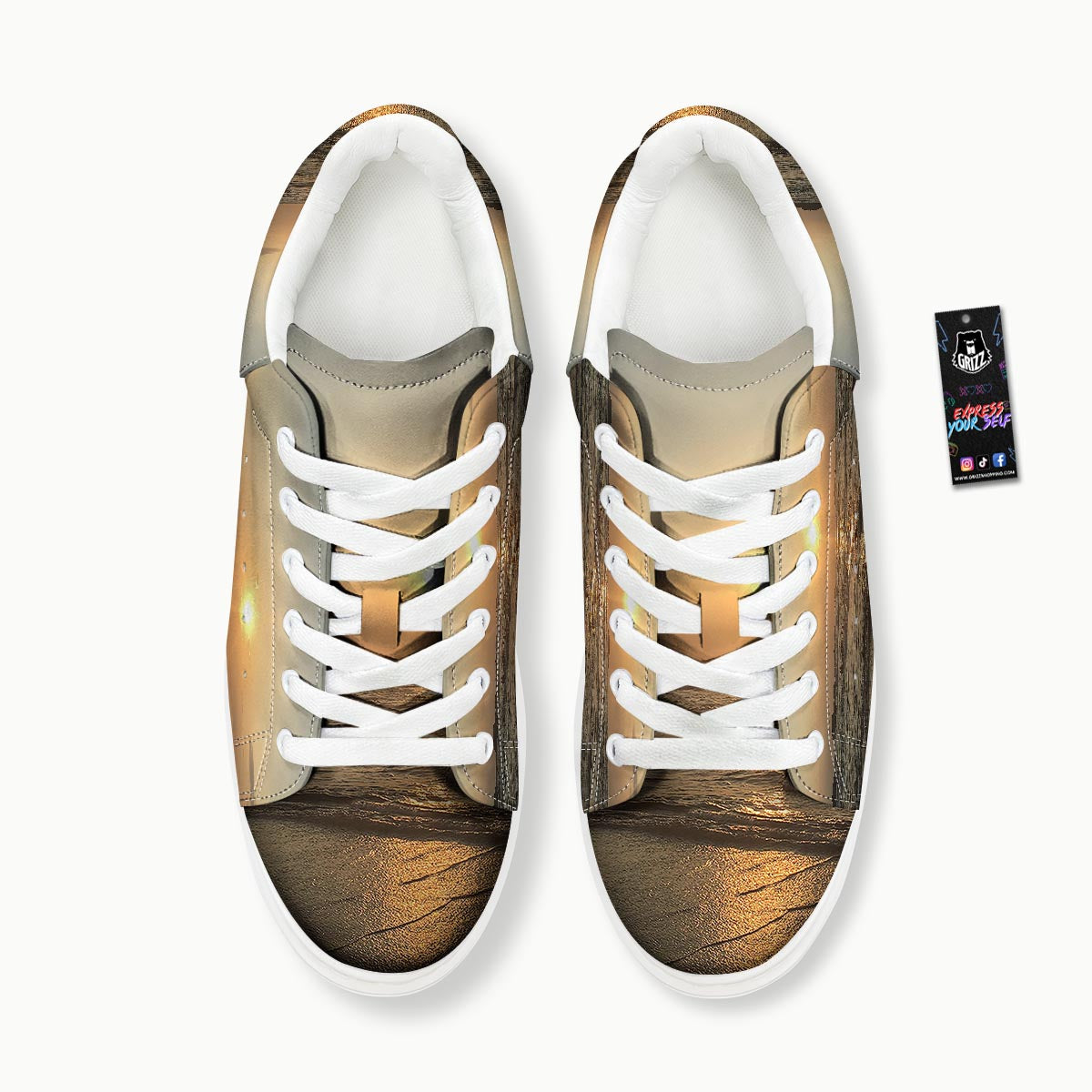 Beach Sunrise Print Platform Shoes-grizzshop