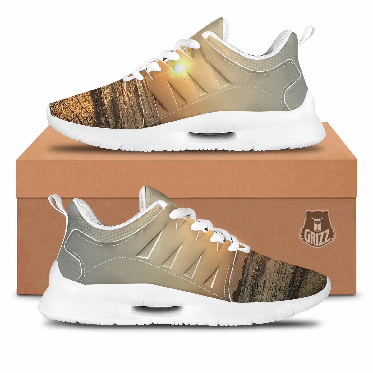 Beach Sunrise Print Tennis Shoes-grizzshop