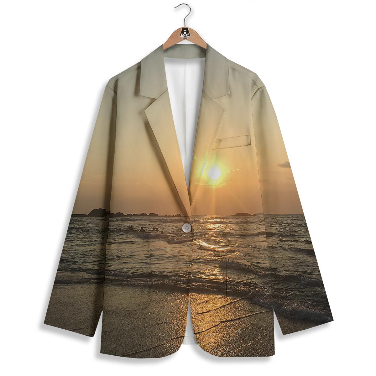Beach Sunrise Print Women's Blazer-grizzshop