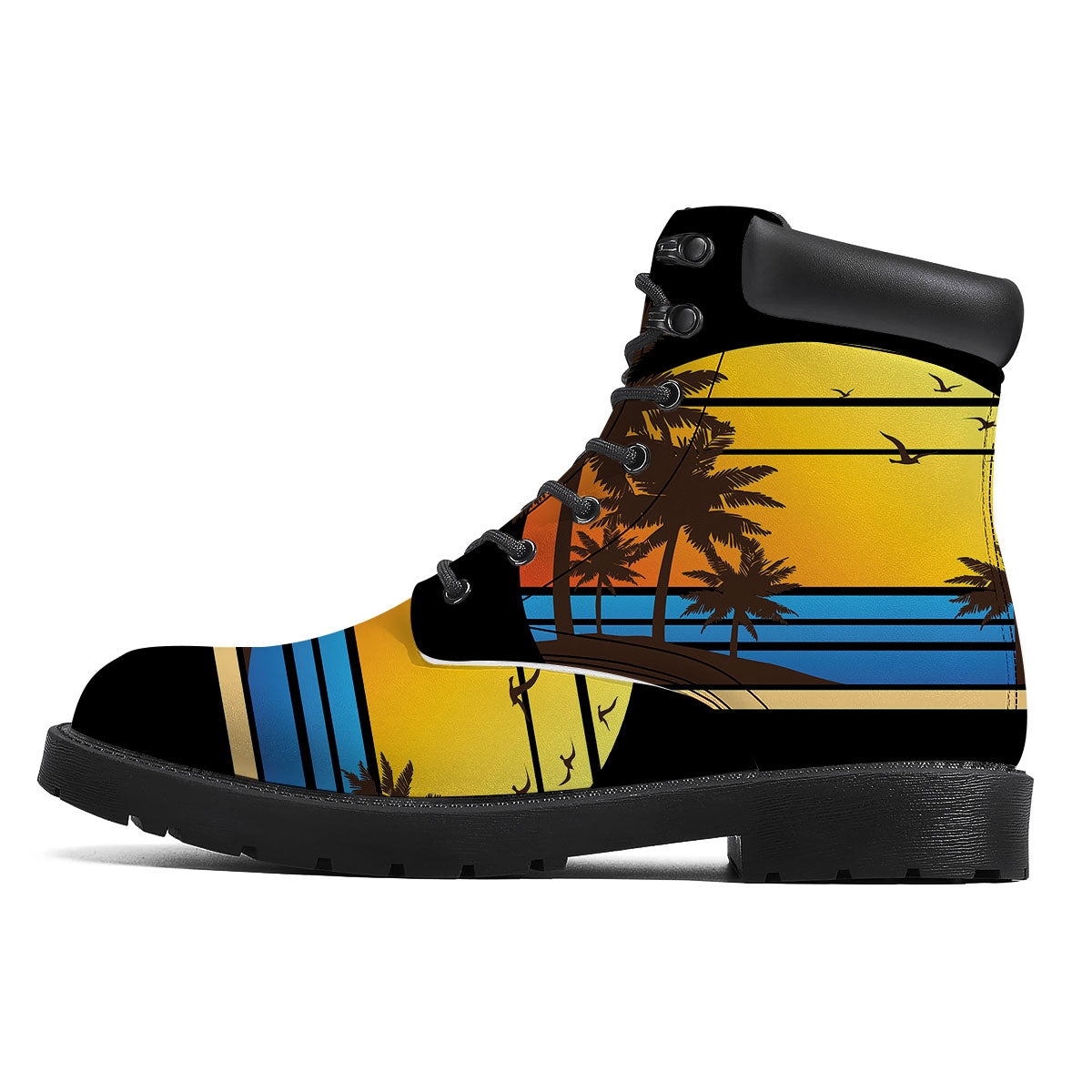 Beach Sunset Palm Tree Print Boots-grizzshop
