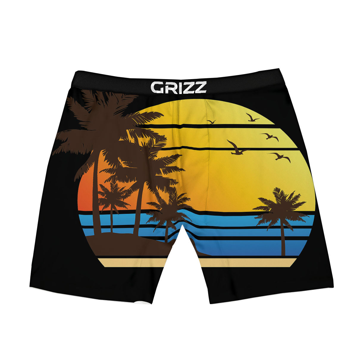 Beach Sunset Palm Tree Print Boxer Briefs-grizzshop