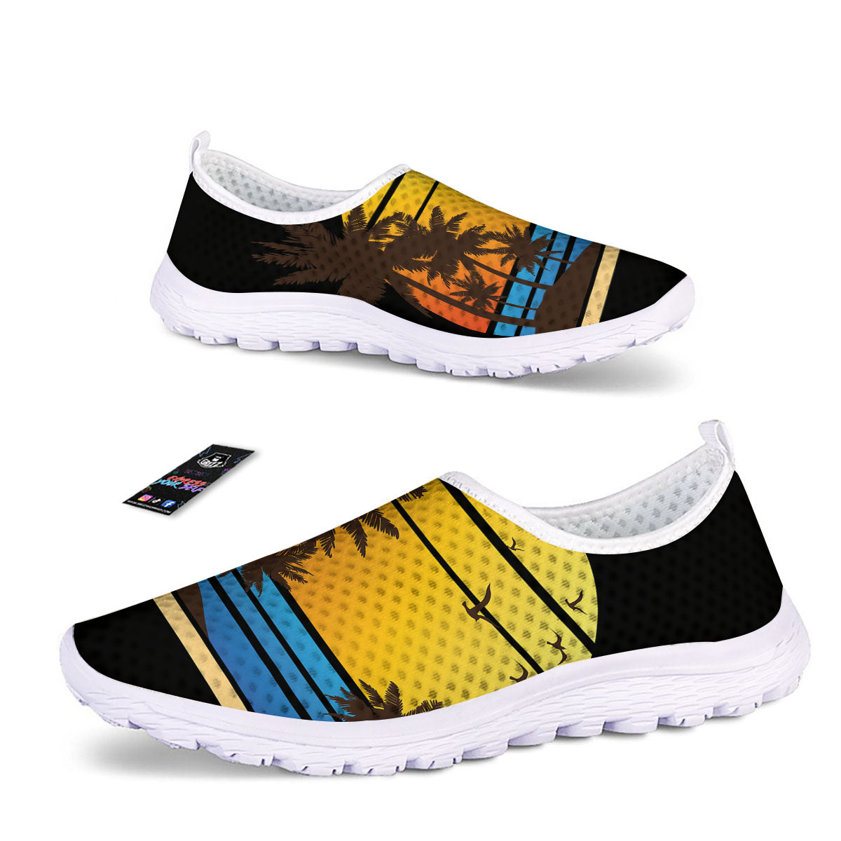 Beach Sunset Palm Tree Print Nurse Shoes-grizzshop