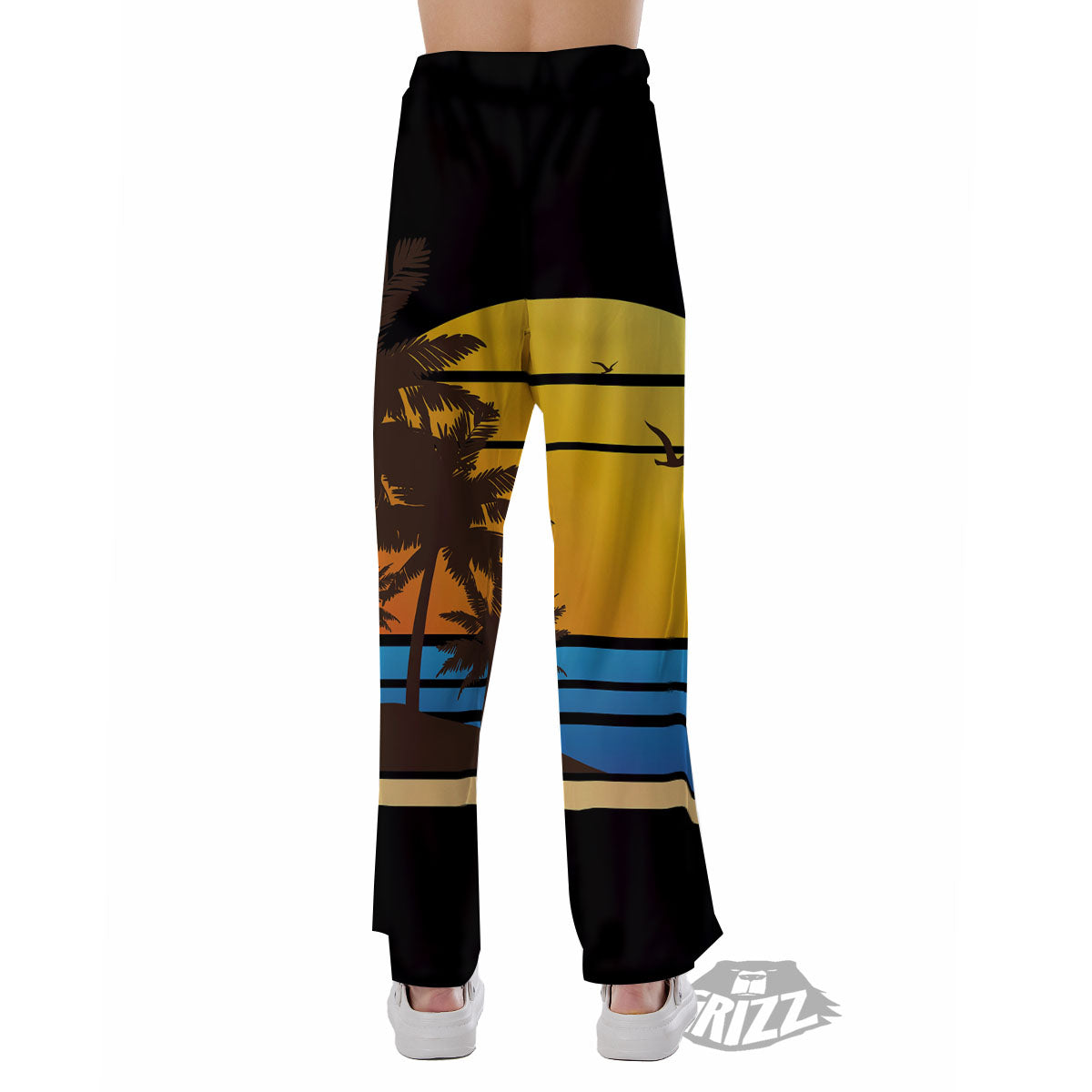 Beach Sunset Palm Tree Print Pajama Pants-grizzshop