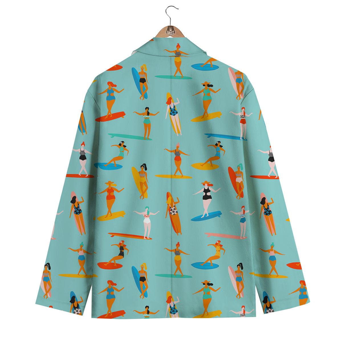 Beach Surfing Pattern Print Men's Blazer-grizzshop