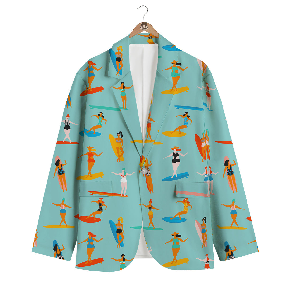Beach Surfing Pattern Print Men's Blazer-grizzshop