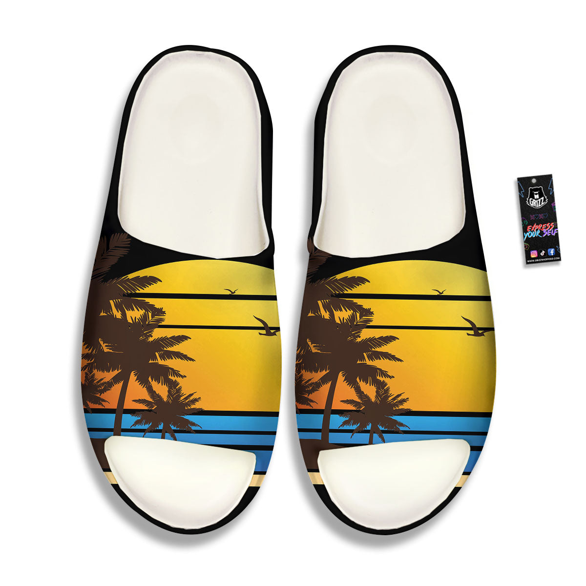 Beach Sunset Palm Tree Print Sandals-grizzshop