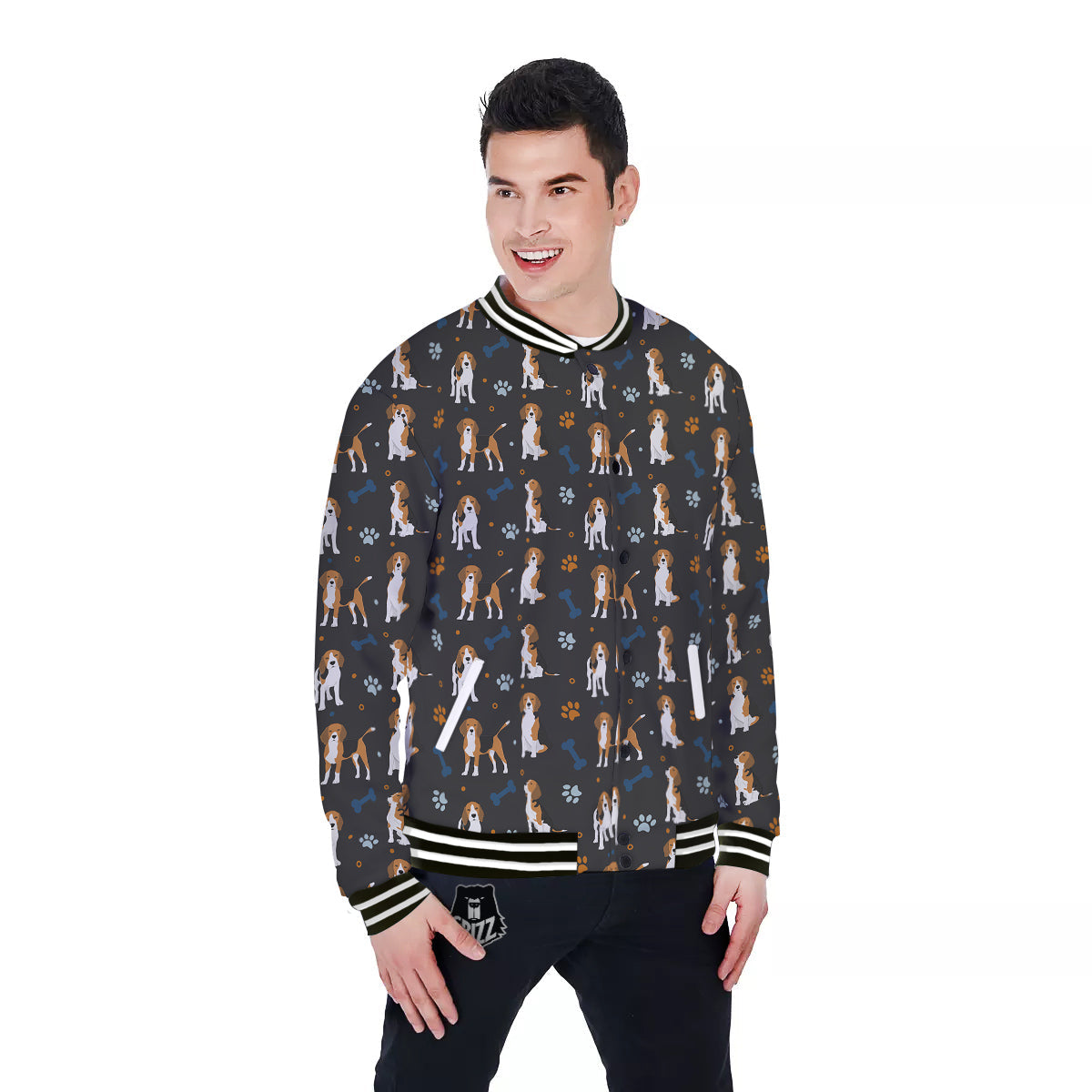 Beagle Cute Cartoon Print Pattern Baseball Jacket-grizzshop